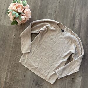 New Talbots Taupe Cream Ribbed Sweater